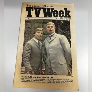 Vintage The Charlotte Observer TV Week from November 29 - December 5, 1987